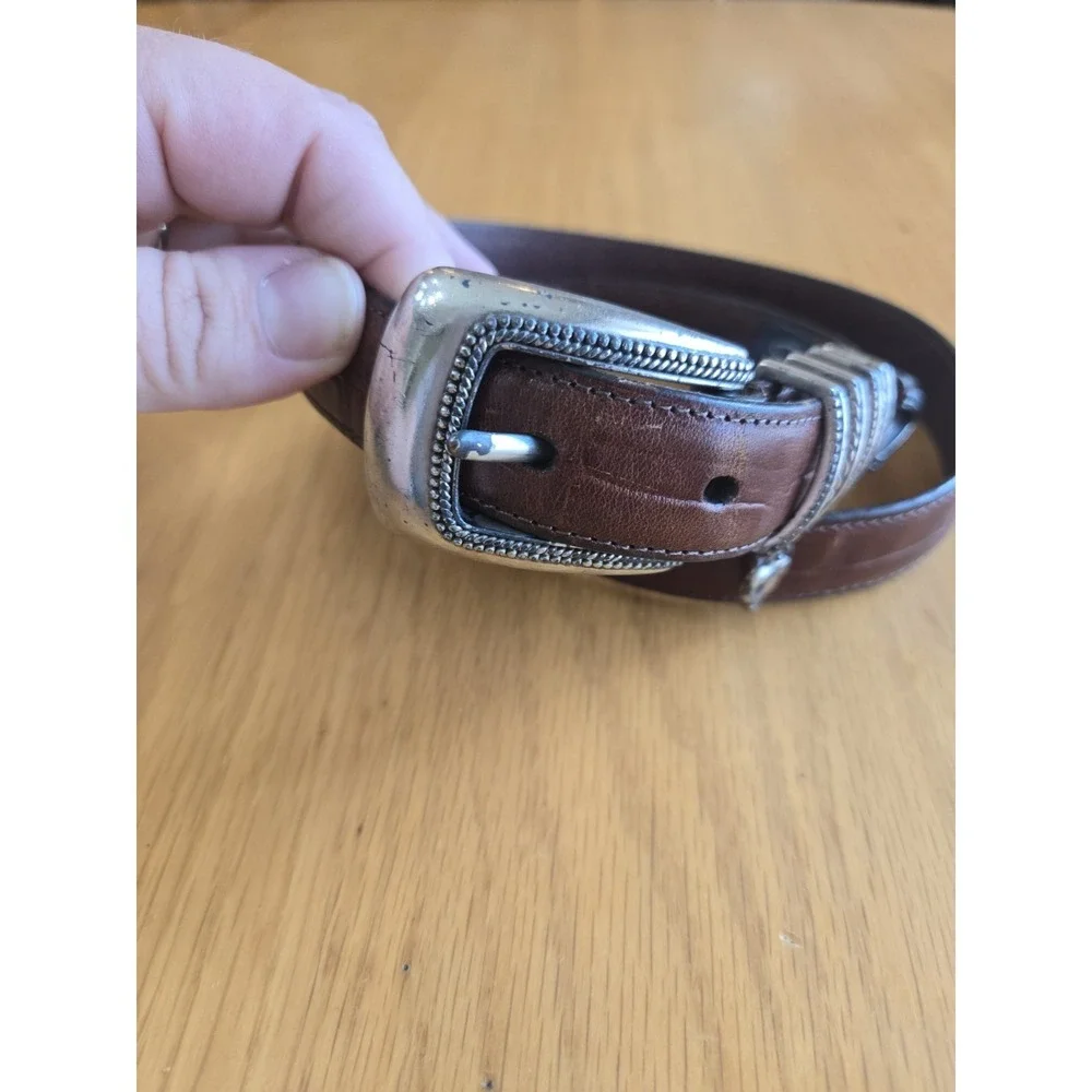 Brighton Reptile Lizard Leather Womens Belt Size M 30 BROWN Heart